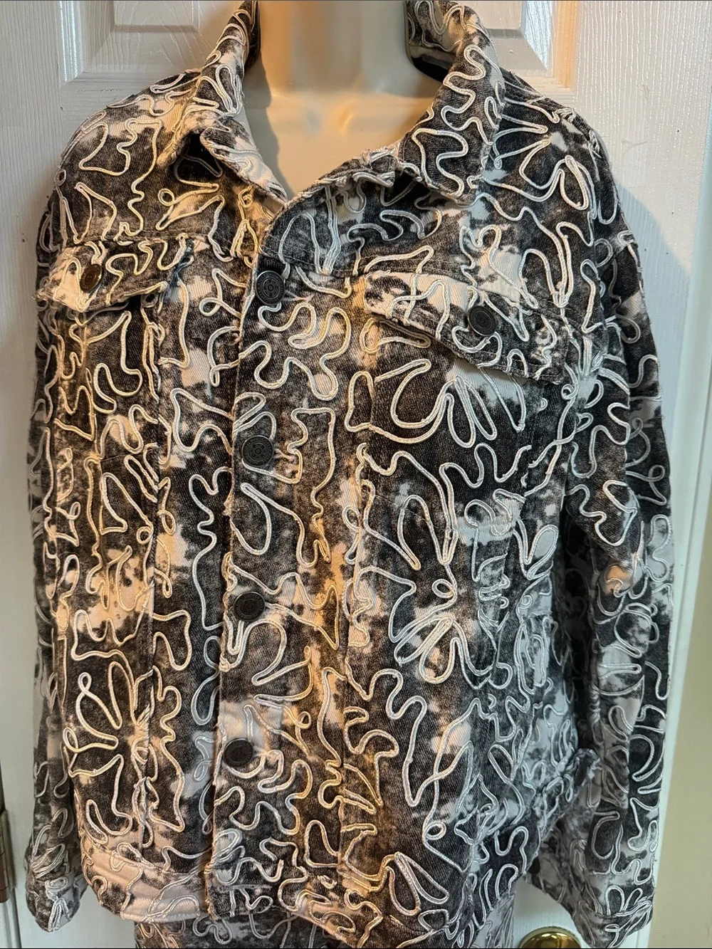 Copper Rivet Denim Jacket L & Regular Fit embr Tie Dye Denim Pants 32/36